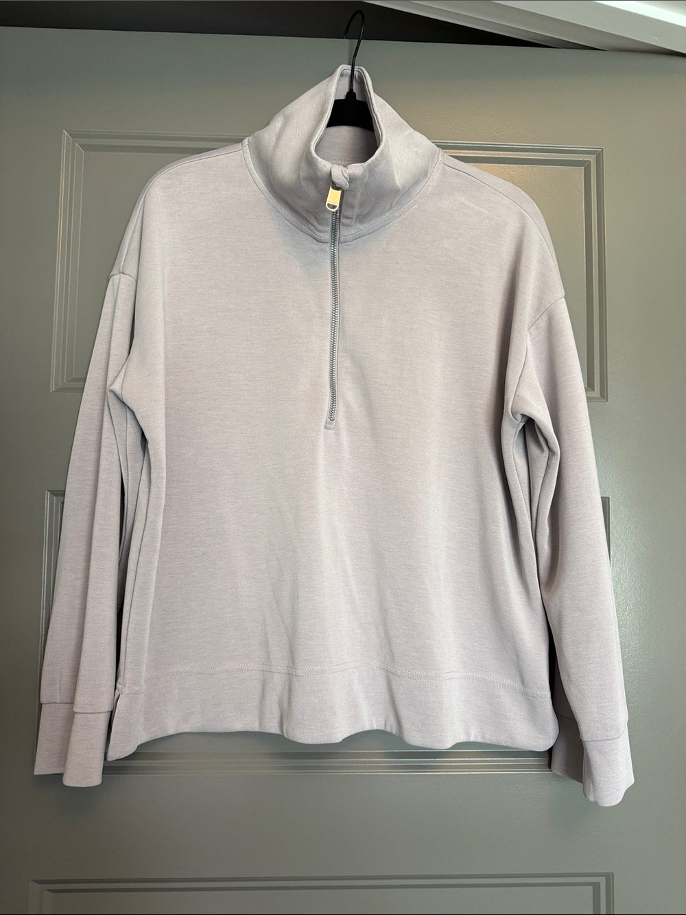 Athleta Seasoft Light Gray Quarter-Zip Pullover